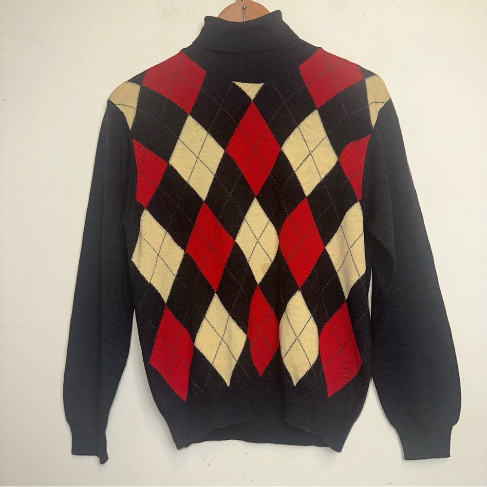 Vintage Talbots Women’s SM Argyle Merino Wool Turtleneck Sweater Academia Preppy